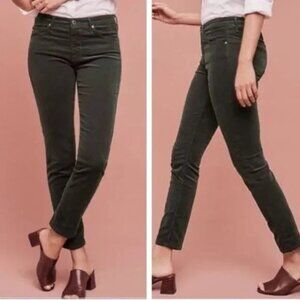 AG The Stevie Slim Straight Corduroy Pants Evergreen Green – Size 26R